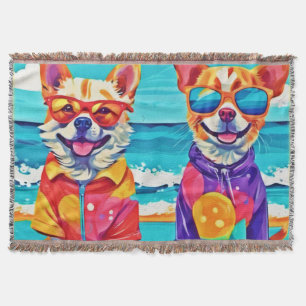 Cobertor Cães Sunny Beach: Pintura Colorida