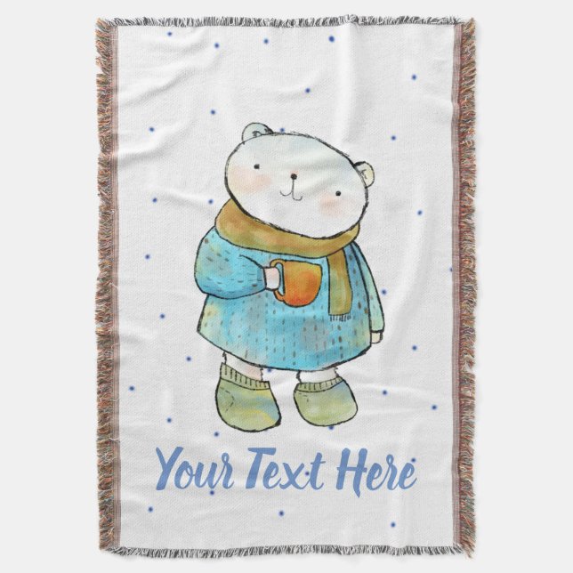Cobertor Café Adorando Urso Polar Personalizado (Frente Vertical)