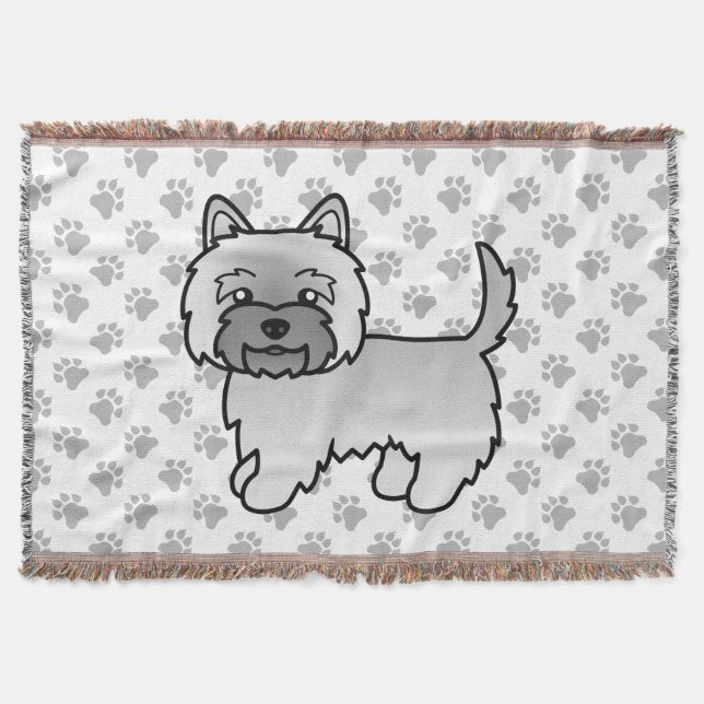 Cobertor Cairn Terrier Cinza Cachorro Cartoon Fofo (Frente)