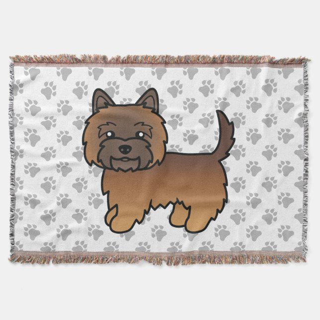 Cobertor Cairn Terrier Listrado Vermelho Cachorro de Desenh (Frente)
