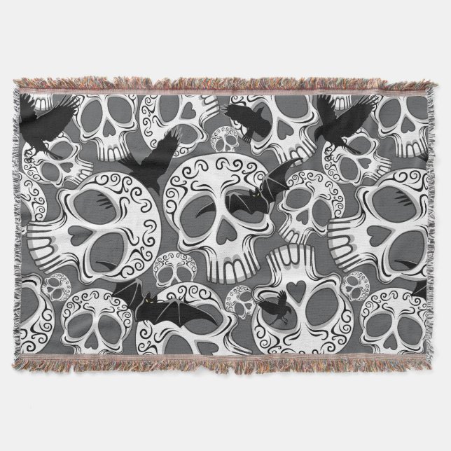 Cobertor Calaveras Decorativas do Halloween (Frente)