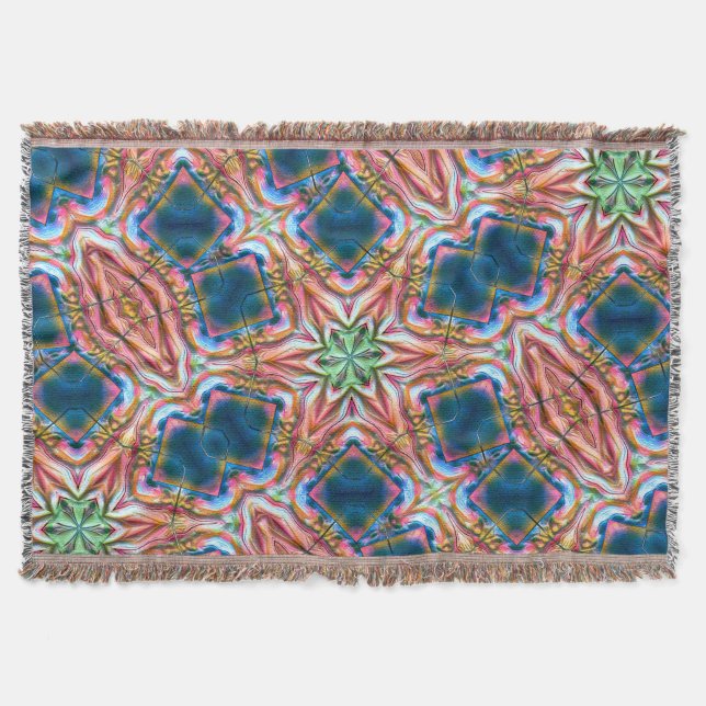 Cobertor Caleidoscópio estelar em textura áspera, salmão qu (Frente)