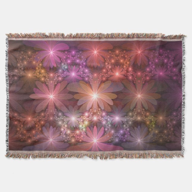 Cobertor Cama De Flores Arte Fractal Abstrato brilhante Col (Frente)