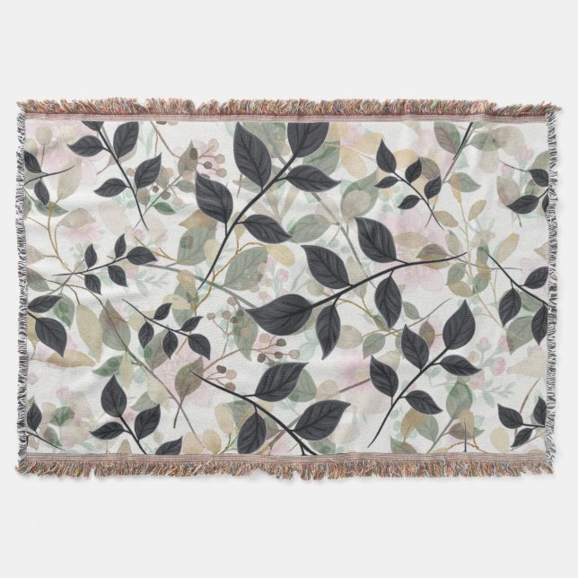 Cobertor Camadas Botânicas Modernas De Folhas Travesseiro D (Frente)