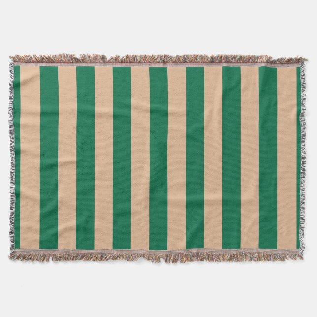 Cobertor Camel Beige & Classic Green Stripe (Frente)