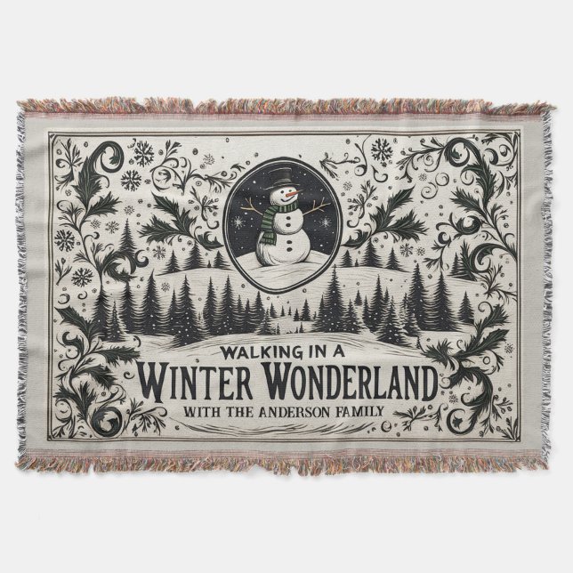 Cobertor Caminhando em uma Wonderland de inverno Snowman (Frente)
