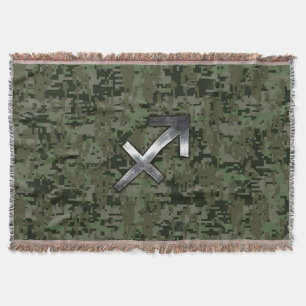 Cobertor Camo Digital Silver Sagittarius Zodiac Woodland