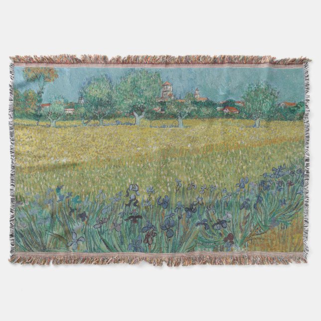 Cobertor Campo com Íris Perto de Arles Vincent Van Gogh (Frente)
