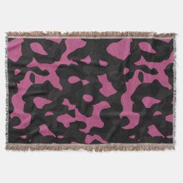 Cobertor Camuflagem abstrata rosa e preta texturizada