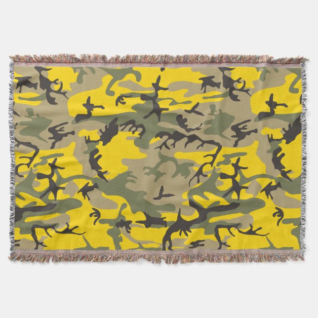 Cobertor Camuflagem Amarela e Verde, Militar, Exército (Frente)