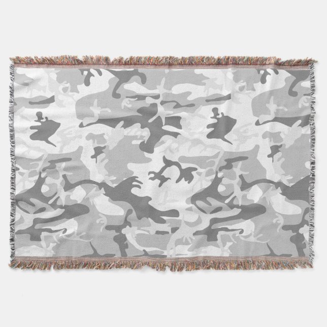 Cobertor Camuflagem Cinza de Neve de Inverno, Militar, Exér (Frente)