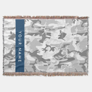 Cobertor Camuflagem Cinza Neve de Inverno Personalize seu n