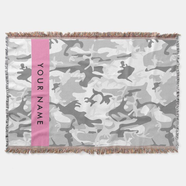 Cobertor Camuflagem Cinza Neve de Inverno Personalize seu n (Frente)