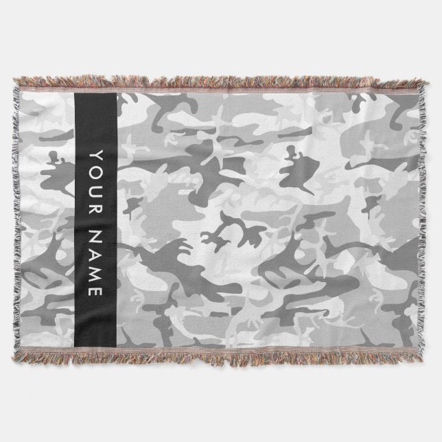 Cobertor Camuflagem de Cinzas de neve de inverno Seu nome p (Frente)