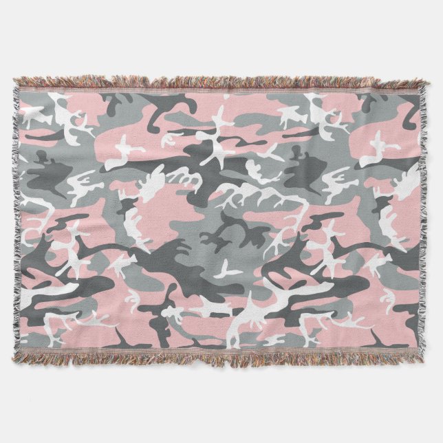 Cobertor Camuflagem rosa e Cinza, Militar, Exército (Frente)