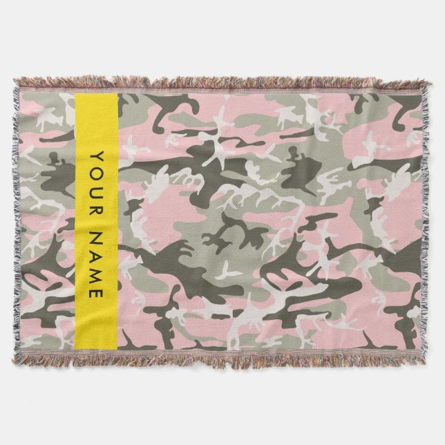 Cobertor Camuflagem Rosa e Verde Personalize seu nome (Frente)