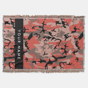 Cobertor Camuflagem Vermelha e Marrom Personalize seu nome