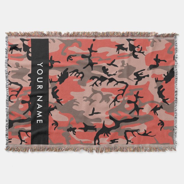 Cobertor Camuflagem Vermelha e Marrom Personalize seu nome (Frente)
