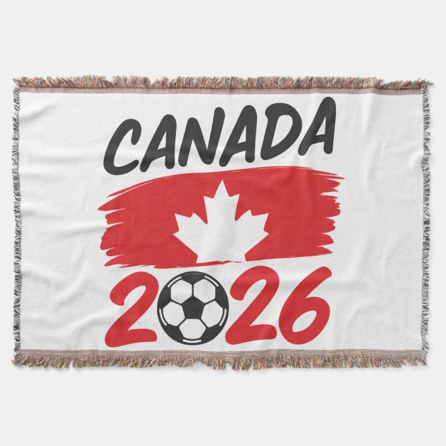Cobertor Canada 2026 Soccer Fan Design with Maple Leaf (Frente)