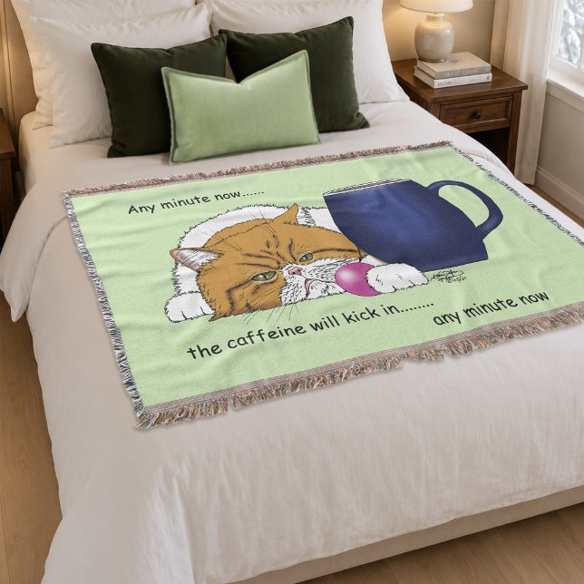 Cobertor Caneca de Café Azul Gato Laranja Engraçado (Criador carregado)