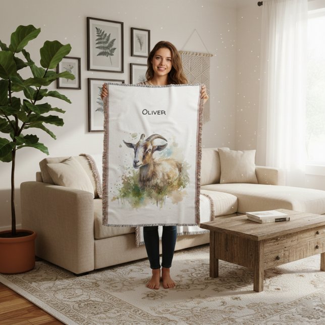 Cobertor Caprino de Aquarela, personalizado (Criador carregado)
