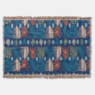Cobertor Caribe Coágulo Tribal: Azul Festivo, Orange