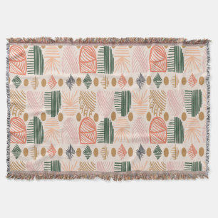 Cobertor Caribe Tribal Mudcloth: Boho Dark Verde, Rosa