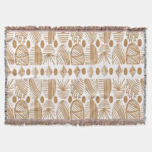 Cobertor Caribe Tribal Mudcloth: Branco, Dourado