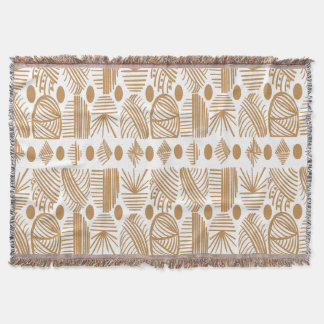 Cobertor Caribe Tribal Mudcloth: Branco, Dourado
