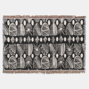 Cobertor Caribe Tribal Mudcloth: Preto, Branco,