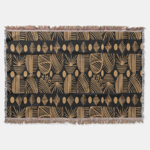 Cobertor Caribe Tribal Mudcloth: Preto, Dourado
