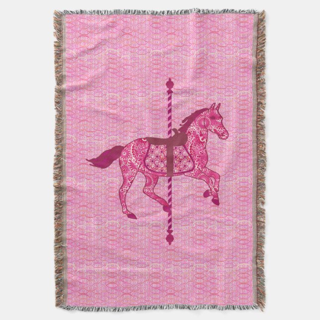 Cobertor Carrossel Horse - Rosa Fuchsia (Frente Vertical)