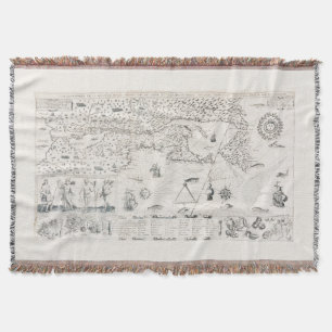 Cobertor Carta Francesa Canadá (Québec) por Champlain 1612