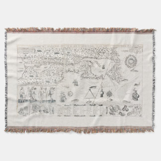 Cobertor Carta Francesa Canadá (Québec) por Champlain 1612