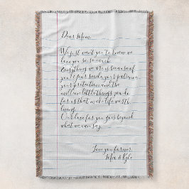 Cobertor Carta Manuscrita Personalizada Mensagem de Amor Mã