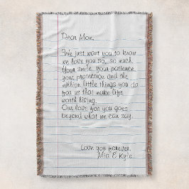 Cobertor Carta Manuscrita Personalizada Mensagem de Amor Mã