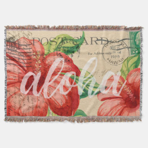 Cobertor Cartão-postal Vintage Hawaiian Hibiscus