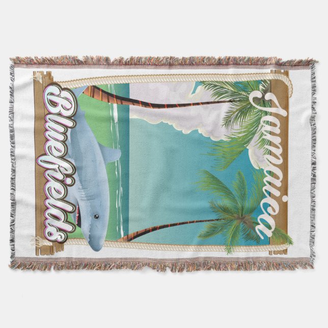 Cobertor Cartaz de férias de Bluefields, Jamaica na praia. (Frente)