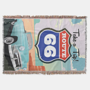 Cobertor Cartaz de viagem de férias vintage da Rota 66