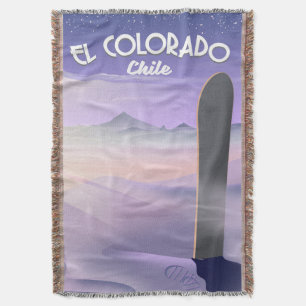 Cobertor Cartaz de viagem de snowboard no El Colorado Chile