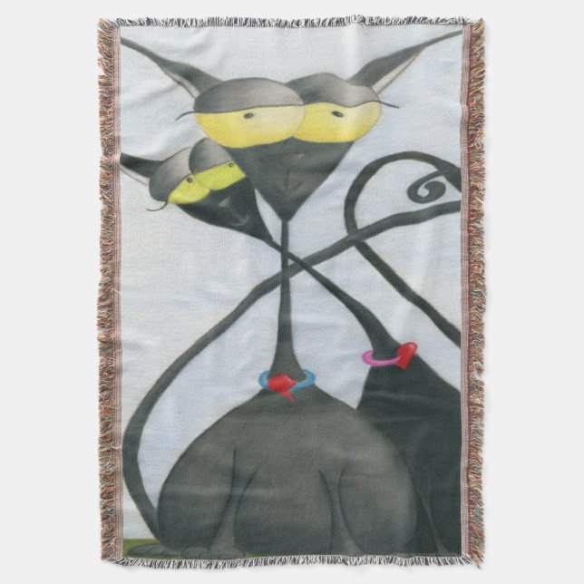 Cobertor Cartografia de Gato Negro e Cinza (Frente Vertical)