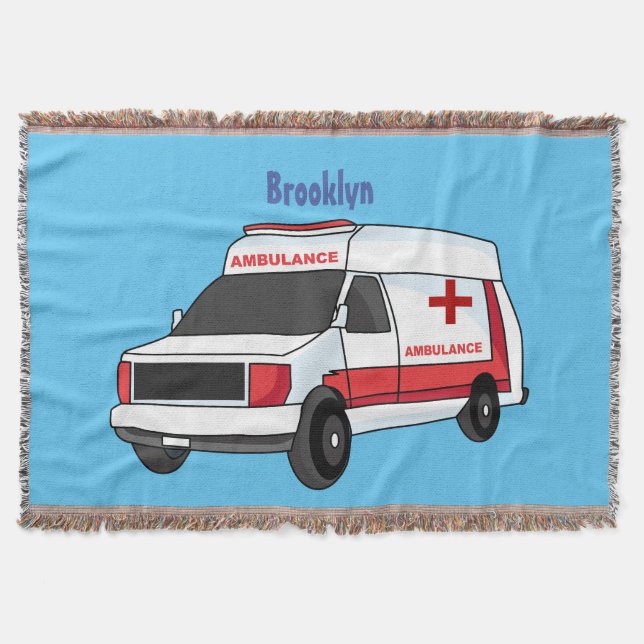Cobertor Cartoon de ambulância vermelha (Frente)