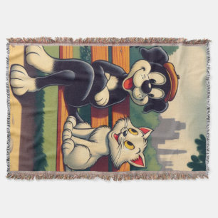 Cobertor Cartoon de gato/cão, bonito, vintado
