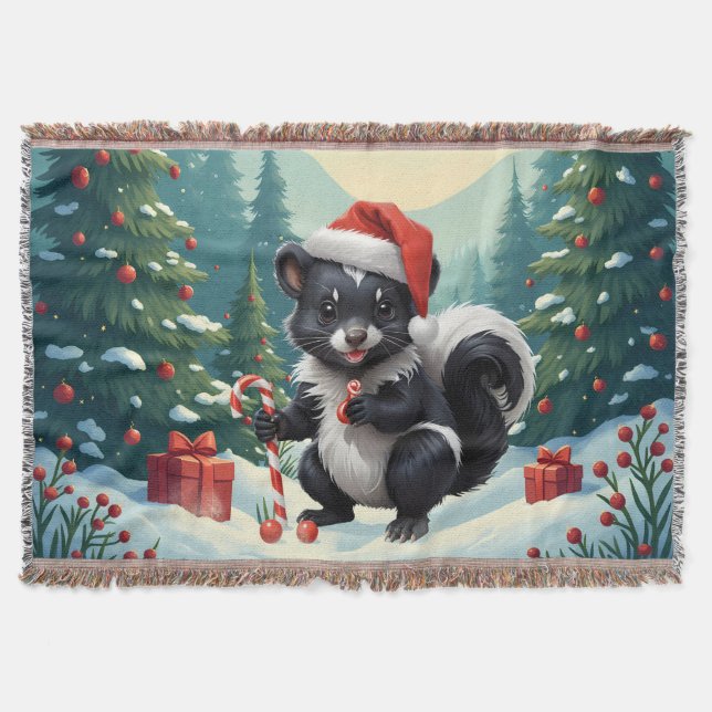 Cobertor Cartoon de Skunk de Natal bonito (Frente)