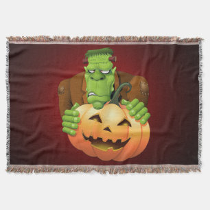 Cobertor Cartoon Frankenstein Monster com Pumpkin