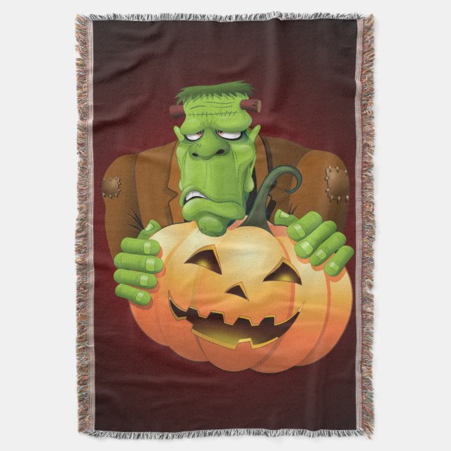 Cobertor Cartoon Frankenstein Monster com Pumpkin (Frente Vertical)