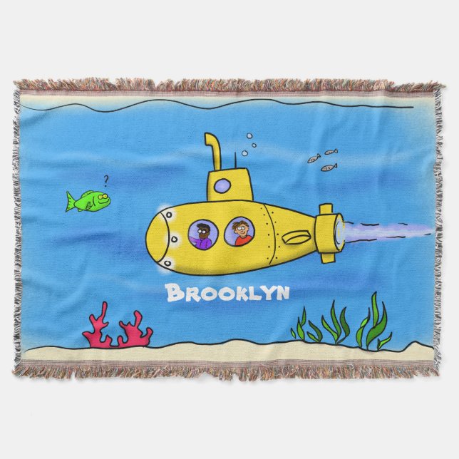 Cobertor Cartoon submarino feliz (Frente)