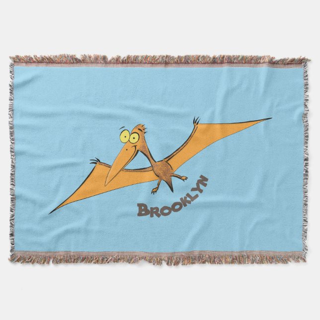 Cobertor Cartoon voador de pterodátilo, cor de laranja giro (Frente)