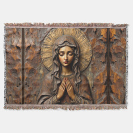 Cobertor Carved Devotion  Wooden Mary
