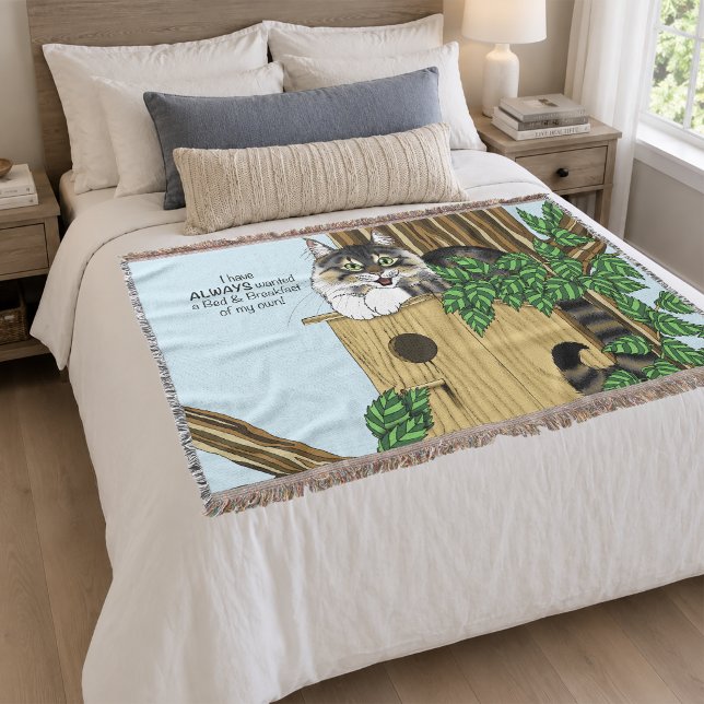 Cobertor Casa de passarinho engraçada de gato Bed & Breakfa (Criador carregado)